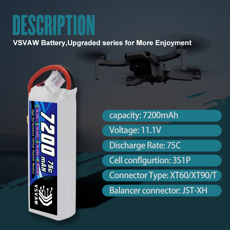 VSVAW 3S Lipo Battery 11.1V 72 - Drone Rc Truck recension och pris