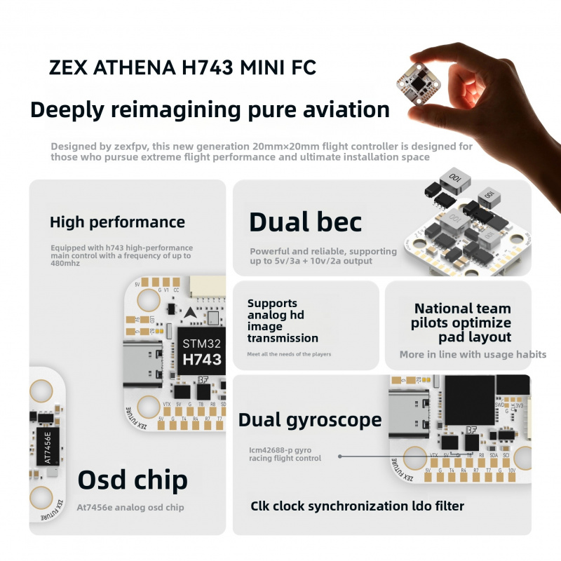 ZEX ATHENA H743 Mini Flight Co - Betaflight Flight Controller recension och pris