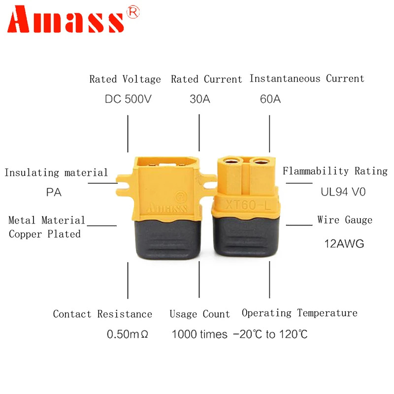 5pair/lot Amass XT60-L XT60L B - Drone Rc Truck recension och pris